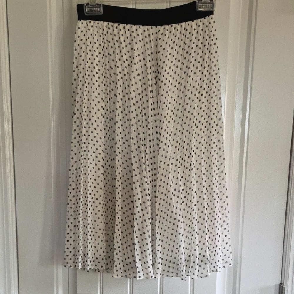 BOGO Black and White A-Line Pleated Knee Length